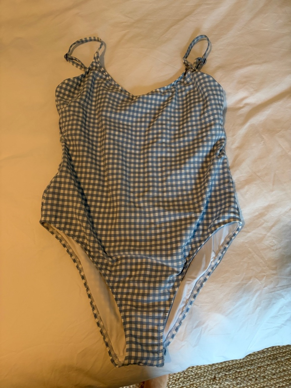 Andie Blue and White Gingham One-Piece Swimsuit